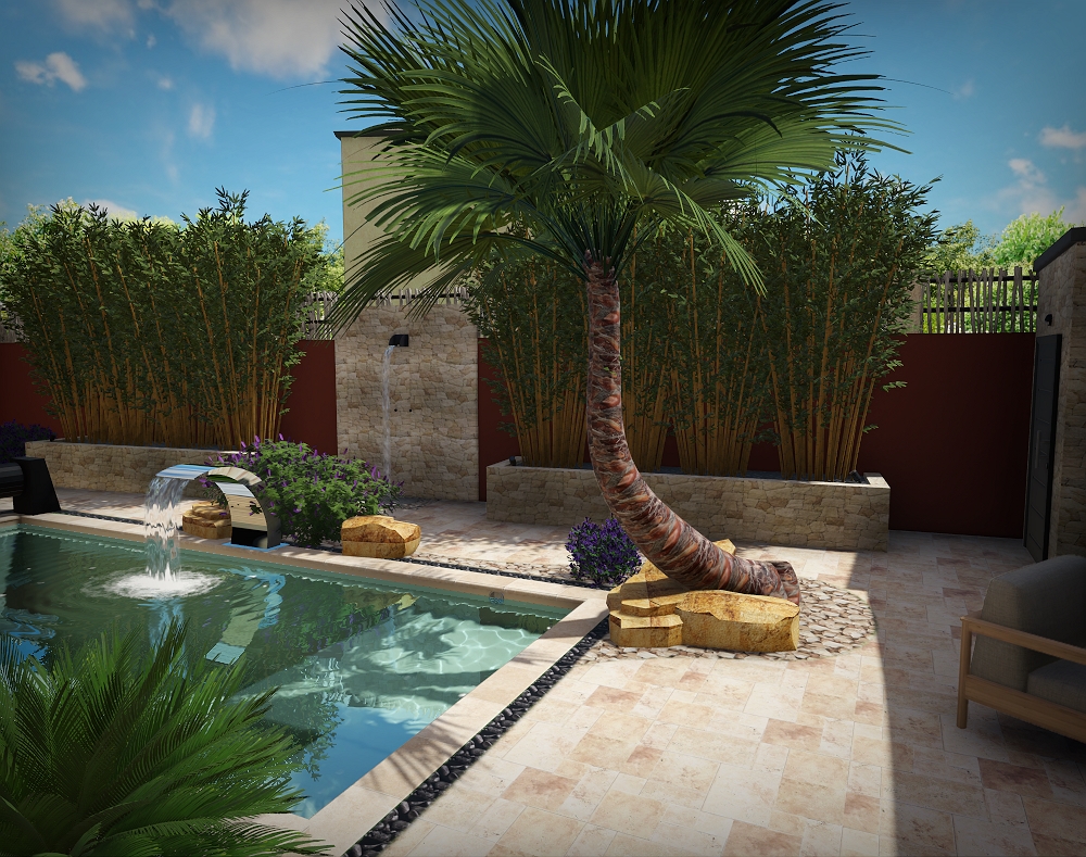 Aménagement extérieur avec piscine à Pont Saint Esprit