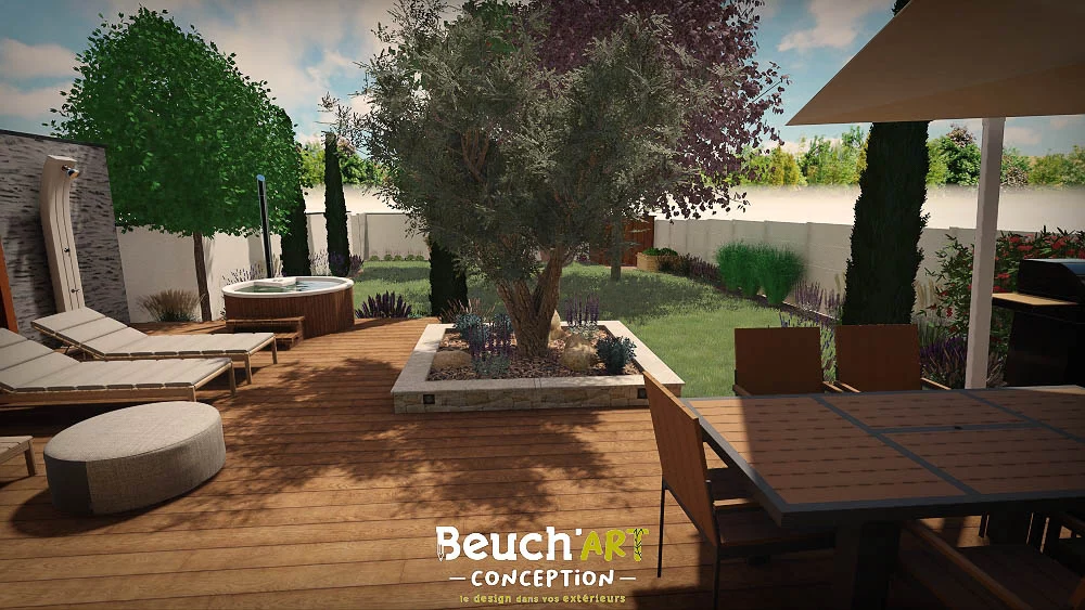 Conception 3D jardin méditerranéen