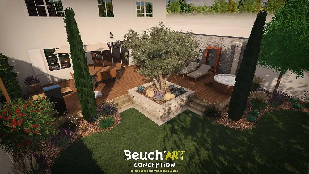 Conception 3D jardin méditerranéen